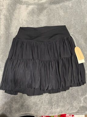 Tiered Black Mini Skirt with Cross-Waist Band - Blogilates